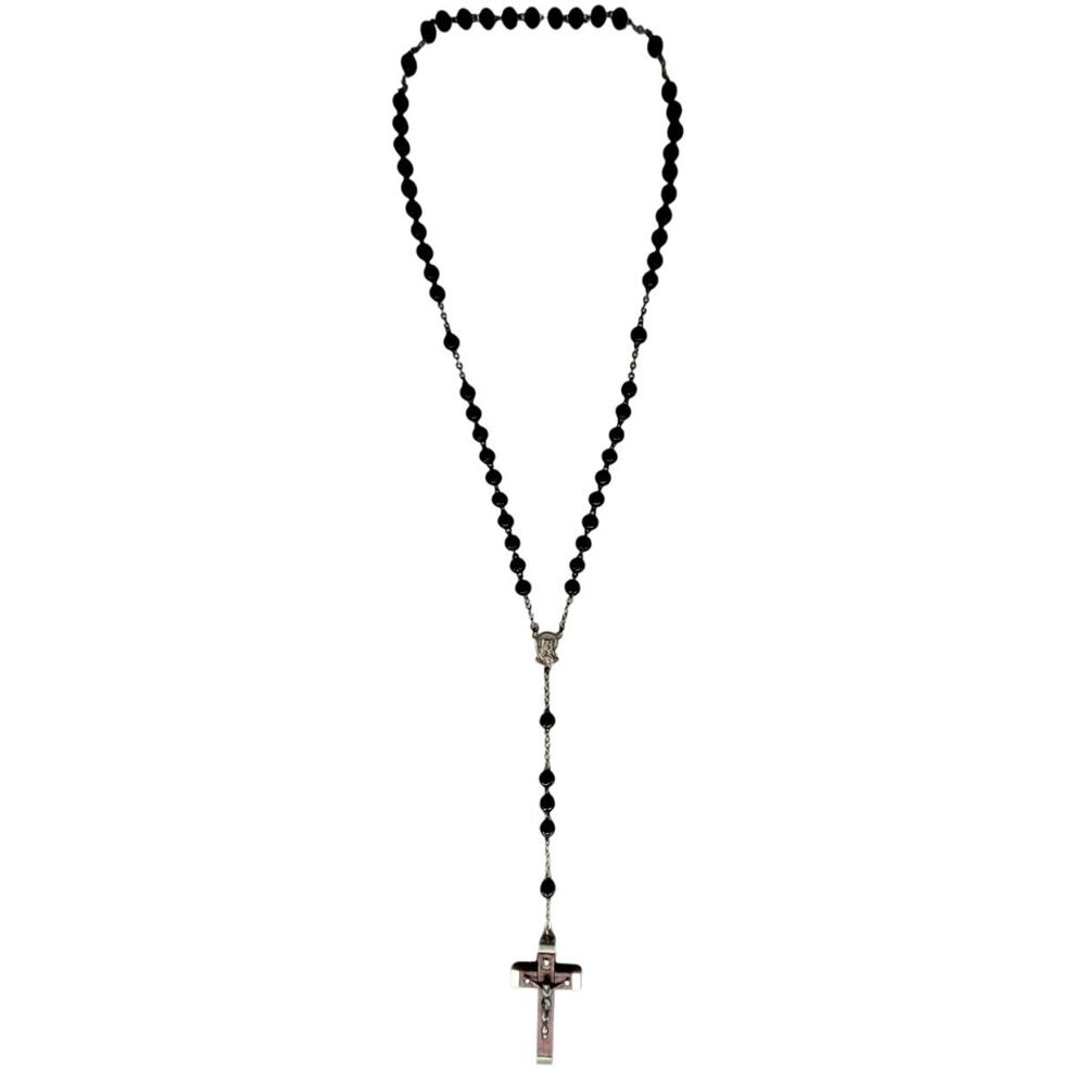 Roma Rosewood Rosary‎ Vintage Italian Crucifix Boho Faithwear Spiritual Jewelry